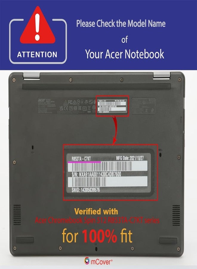 mCover Hard Case Compatible with 2021~2023 2021~2023 Acer Chromebook Spin 512 R853TA Series 2-in-1 12 inch ONLY (Not fit any other model), Black - Image 3
