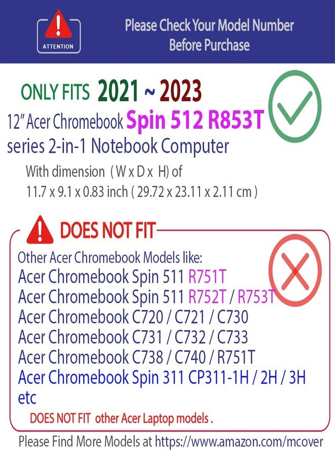 mCover Hard Case Compatible with 2021~2023 2021~2023 Acer Chromebook Spin 512 R853TA Series 2-in-1 12 inch ONLY (Not fit any other model), Black - Image 2