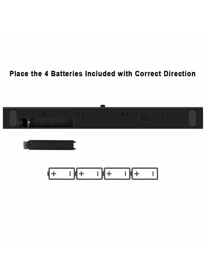 SOONORY Replacement Wii Wire-less Sensor Bar, Motion Sensor Signal Receiver for Nintendo Wii and Wii U Console with Stable Stand and 4 AAA Batteries(Black) - Image 3