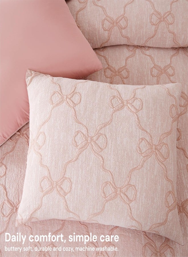 BLOOMHAVEN Twin XL Comforter Set for Girls, 5 Pieces Pink Bow Bedding Set, All Seasons Kids Twin Comforter Set with Sheets, Pillowcase & Sham - Image 4