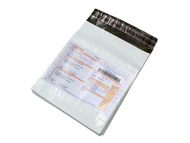 SECUREMENT حقيبة بلاستيكية مقاومة للتلاعب بدون بود للتغليف، 50 ميكرون، 12 بوصة × 16 بوصة، أبيض وأسود، عبوة من 100 - Image 1