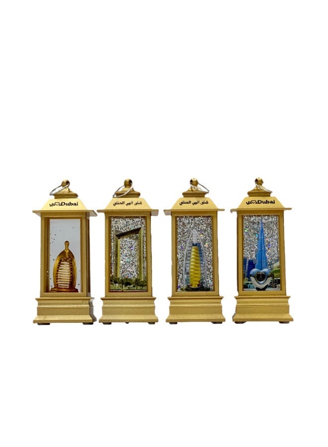 Dubai Landmark LED Lantern Gift Set | 4-Piece Golden Water Light Decor | Burj Khalifa, Burj Al Arab & Dubai Frame | Warm White Light，Dubai souvenir gift set, Dubai landmark light, LED lantern decor, Burj Khalifa lamp, Burj Al Arab souvenir, Dubai Frame, mini water lantern, Arabic décor, Ramadan gift - Image 2
