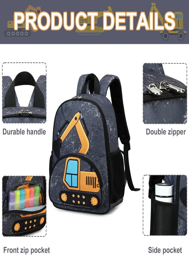 LOIDOU Backpack Boys Girls Preschool Backpacks for Kids School Bags Kindergarten BookBag Set Toddler Backpack with Lunch Box (Truck Gray) - Image 4