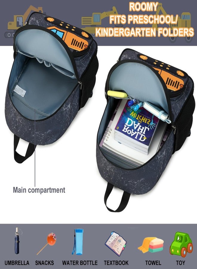 LOIDOU Backpack Boys Girls Preschool Backpacks for Kids School Bags Kindergarten BookBag Set Toddler Backpack with Lunch Box (Truck Gray) - Image 3