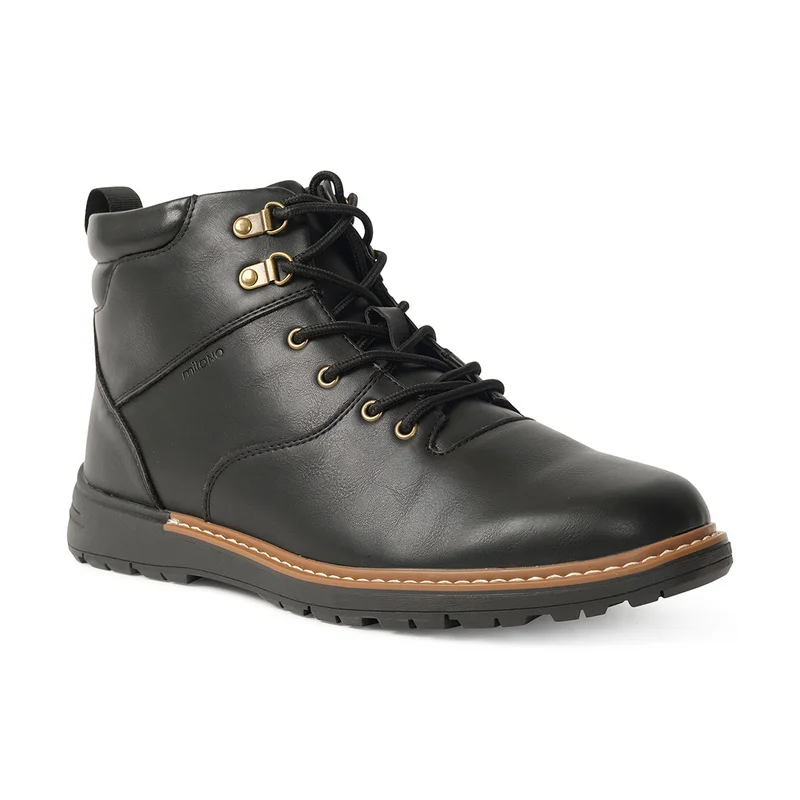 Milano Carney Mens Biker Boots-Black