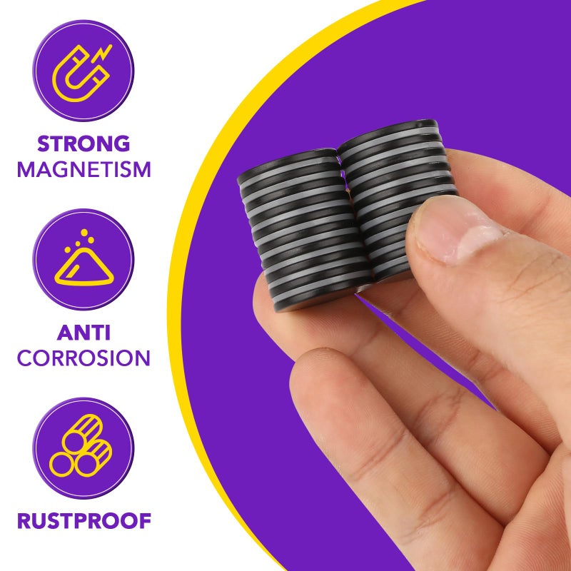 MIKEDE 20 Pack Strong Neodymium Disc Magnets with Double-Sided Adhesive, 1.26 inch D x 0.08 inch H Super Strong Rare Earth Magnet - Image 2