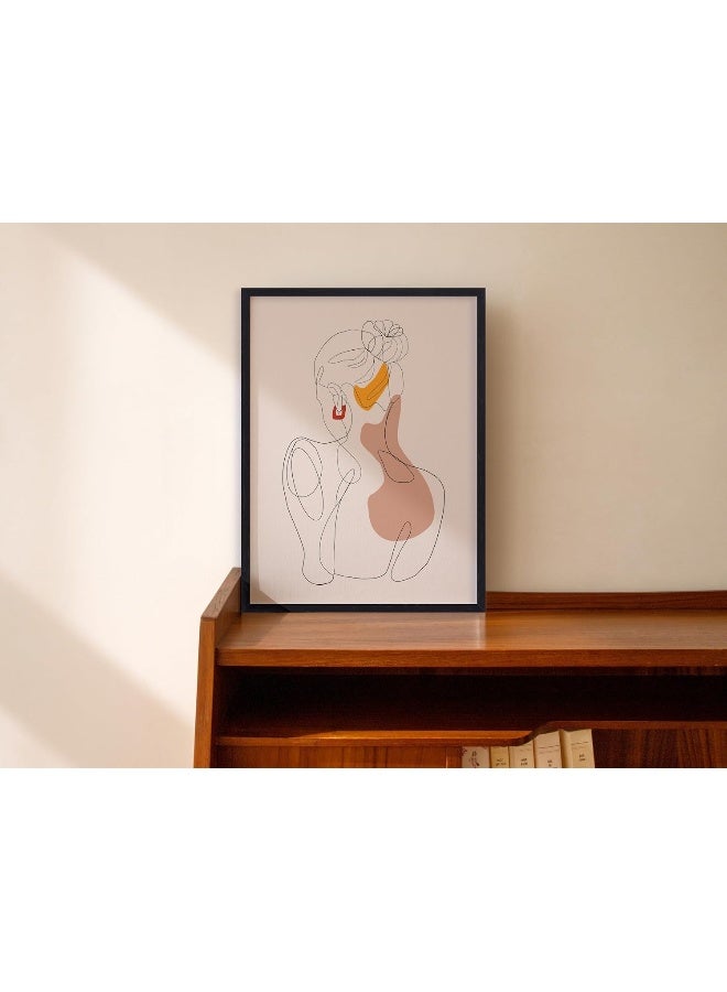 QUOTE - UNQUOTE ART Framed Abstract Women Beautiful Women Line Print Modern 34x44 cm Black Frame - Image 1