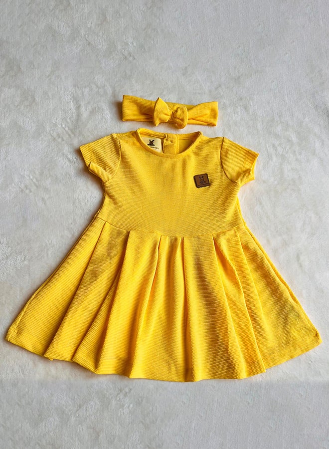 Little Bunnies Girls Waffle Yellow Summer Dress 