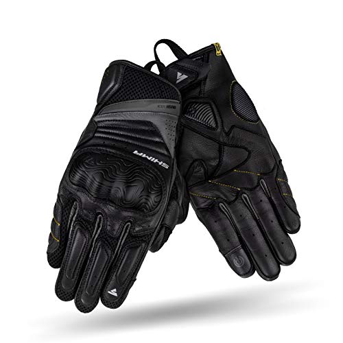 SHIMA RUSH Motrocycle Gloves for Men - Breathable, Reinforced, Touchscreen, Summer Biker Riding Gloves with Knuckle Protector, Wrist and Finger Impact Absorbers, Reinforced Palm (Black, L) - Image 3