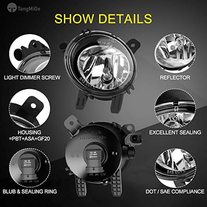 TangMiGe Fog Lights Compatible With 20122014 Bmw 2 Series F22 230I 228I 3 Series F30 F31 F34 320I 328I 328D 330E 330I 335I 340I 4 Series F32 F33 F36 428I 435I 1 Pair Fog Lamps - Image 5