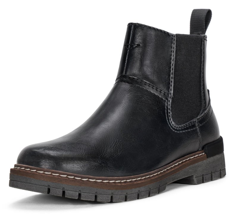 Vepose Women's Black Chelsea Boots, 9519 Platform Chunky Heel Round Toe Ankle Boot, Slip on Short Boots with Elastic Band Size 8(CJY9519 Black 8) - Image 1