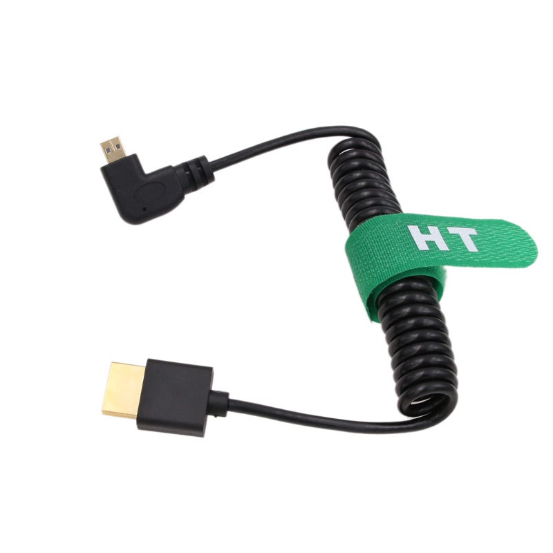 HangTon Micro HDMI 4K 60Hz 8K Right Angle HDMI Coiled Cable for Sony A6400 A7R Canon R5 R6 GH4 S5 Z50 Camera ATOMOS Ninja V Portkeys Monitor Type A D HDMI 2.1 - Image 5
