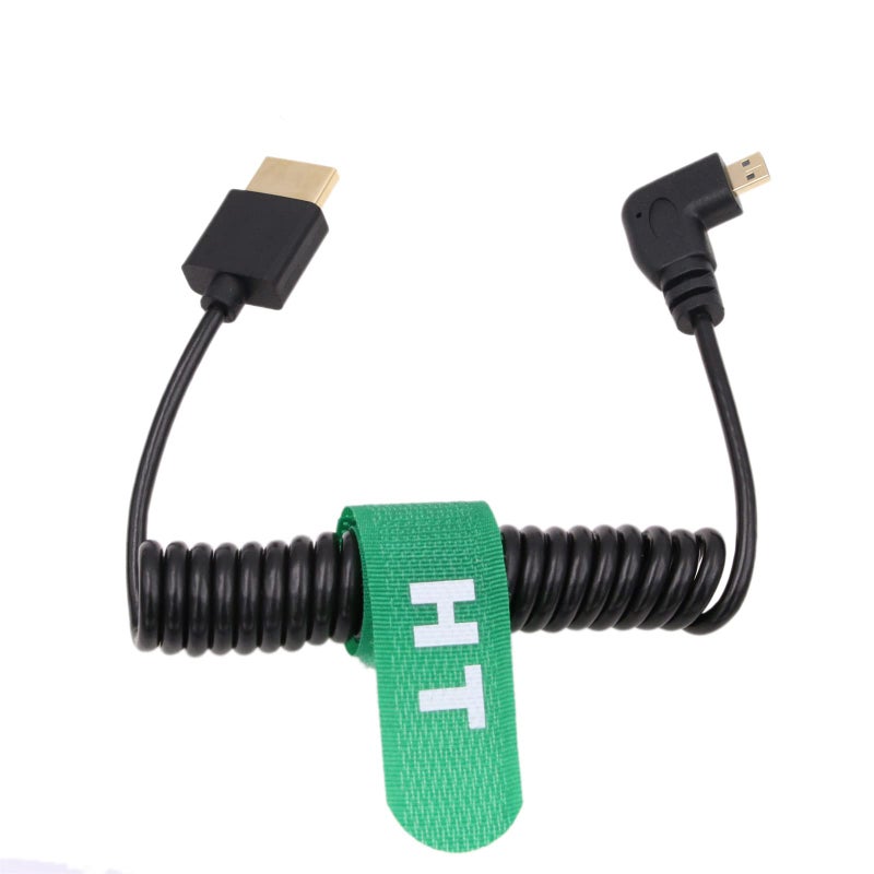 HangTon Micro HDMI 4K 60Hz 8K Right Angle HDMI Coiled Cable for Sony A6400 A7R Canon R5 R6 GH4 S5 Z50 Camera ATOMOS Ninja V Portkeys Monitor Type A D HDMI 2.1 - Image 4