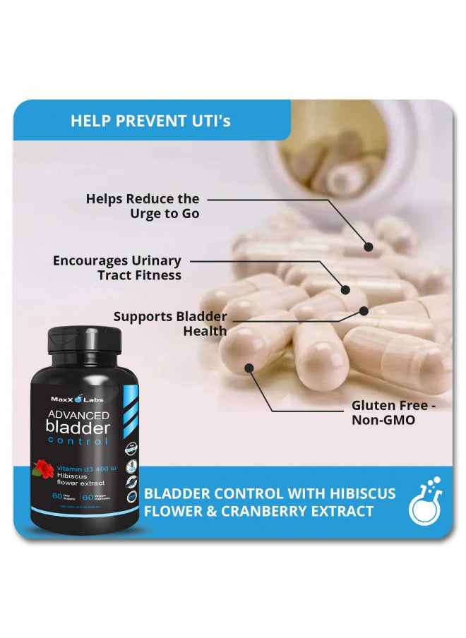 MaxX Labs - Advanced Bladder Control Pills for Women & Men - Helps Reduce Overactive Bladder & Leakage - Supports Urinary Tract (UTIs) - Potent Blend of Pumpkin Seed Extract, Cranberry, & Vitamin D3-60 ct - Image 1