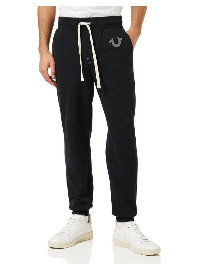 Mens Classic Logo Jogger Sweatpants, Black, Medium Us