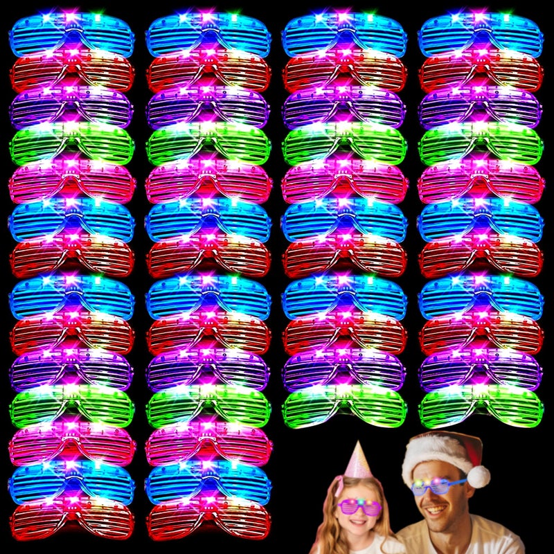 Zaaaslsm نظارات زازاسلم 40 حزمة LED مضيئة نظارات تتلألأ في الظلام لوازم الحفلات مناسبة للأطفال والبالغين حفلات النيون الوميض لحفلات عيد الميلاد وماردي غرا واحتفالات رأس السنة الجديدة - Image 2