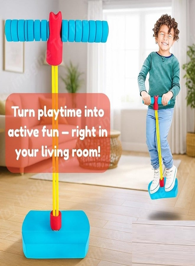 zedx Kids Foam Pogo Stick with Music - Indoor Outdoor Jumper Toy for Ages 3-8, Red/Yellow Bouncing Fun with Squeaky Sounds, Safe Non-Slip Jumps - Image 4