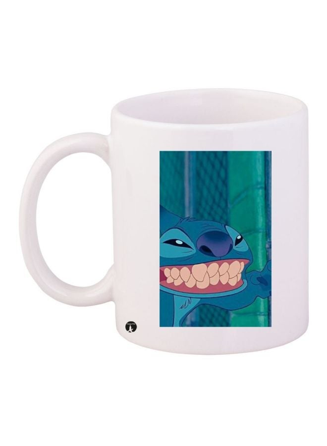 RYN Cartoon Printed Coffee Mug White/Blue 11ounce