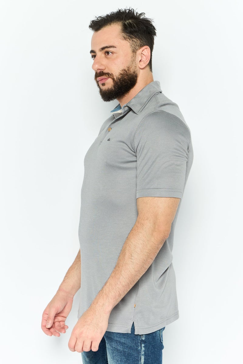 QUIKSILVER Men Regular Fit Solid Short Sleeve Polo Shirt, Grey - Image 2