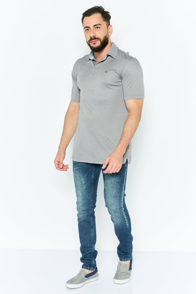 QUIKSILVER Men Regular Fit Solid Short Sleeve Polo Shirt, Grey - Image 4