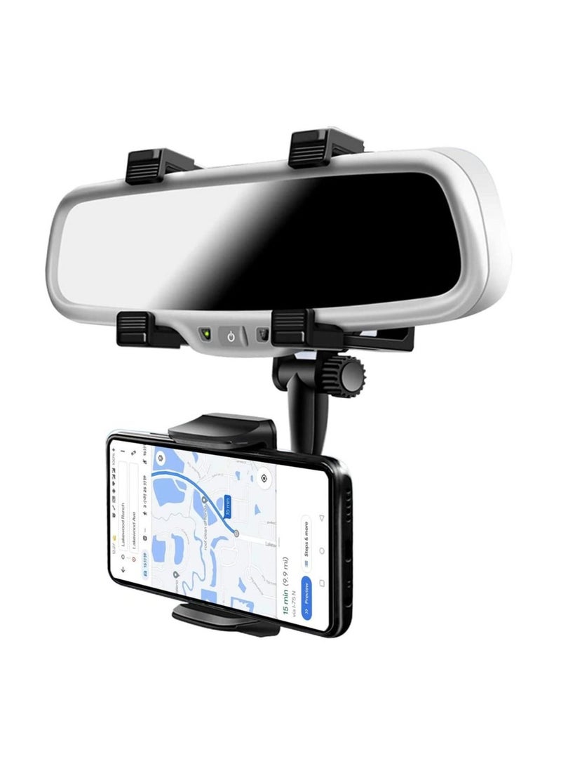 Captaintech Car Rearview Mirror Phone Holder Bracket Phone Stand with 360 Degree Swivel and Adjustable Clips Universal Smartphone Cradle - Image 1