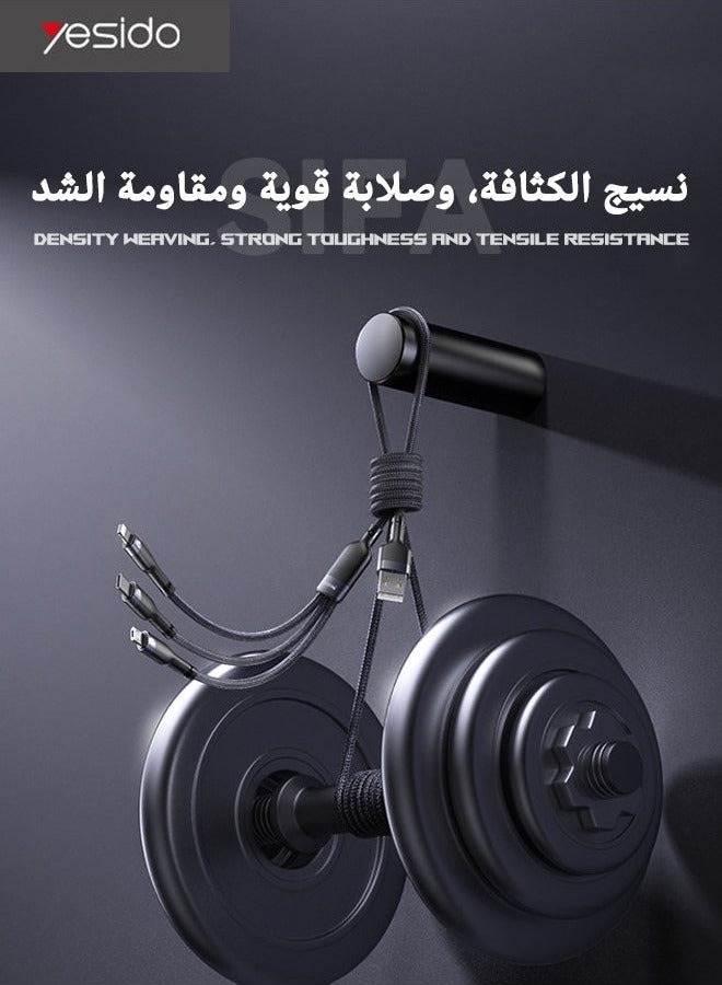 Yesido Multi Charging Cable 1.2M, 3 in 1 Charging Cable Nylon Braided Multi Charger Cable Fast Charging Cord with IP Type-C Micro USB Connectors Compatible with Most Phones, Tablets and More - Image 5