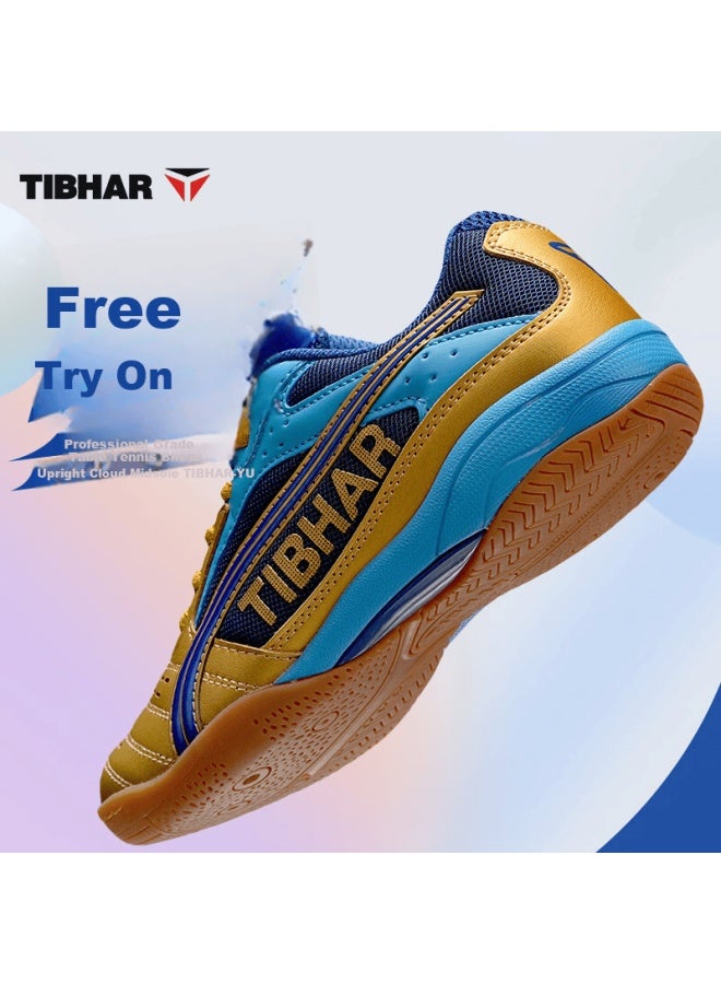 Tibhar Professional Breathable Durable Table Tennis Shoes For Men And Women 01918 Blue Gold Size 36 - Image 1