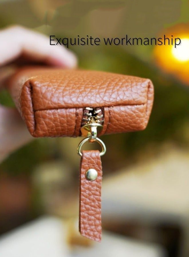 JOYBOS حافظة أقلام جلدية بسيطة مصنوعة من مادة البولي يوريثين، حقيبة قرطاسية محمولة صغيرة السعة، حافظة أقلام على شكل نيش للنساء، حافظة أقلام حبر جاف للأعمال، غطاء واقٍ، حقيبة تخزين مناسبة للمدرسة والمكتب والرجال والنساء، لون بني - Image 2