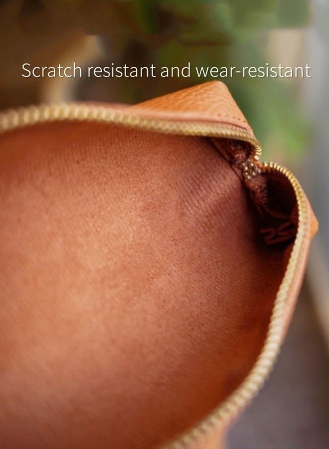 JOYBOS حافظة أقلام جلدية بسيطة مصنوعة من مادة البولي يوريثين، حقيبة قرطاسية محمولة صغيرة السعة، حافظة أقلام على شكل نيش للنساء، حافظة أقلام حبر جاف للأعمال، غطاء واقٍ، حقيبة تخزين مناسبة للمدرسة والمكتب والرجال والنساء، لون بني - Image 5