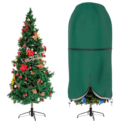 DUDSOEHO Christmas Tree Cover with Adjustable Straps, Durable Upright Xmas Storage Bag with Zipper & Drawstring for 7.5 Foot Artificial Standing Tree with Ornaments, Waterproof, Dustproof - Image 1