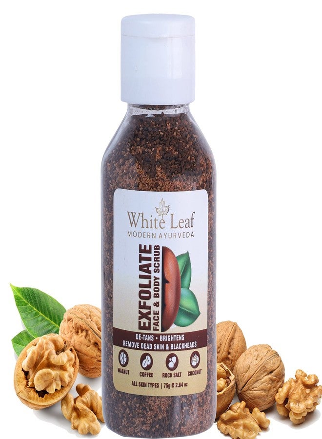 White Leaf Exfoliate Walnut Scrub 75g(Pack Of 4) For Face & Body With Coffee & Coconut For Dead Skin Cells & Tan Removal, Blackheads, Dirt & Pollution Free Skin - Image 2