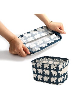 NEEL HOUSE NEEL HOUSE Collapsible Small Canvas Fabric Storage Basket with Handles Rectangle Mini Storage Box Cube Foldable Shelf Basket Closet Desk Drawer Organizer for Nursery Home OfficePACK OF 4  - Image 3