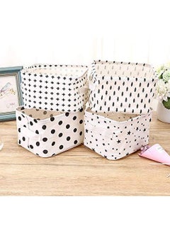 NEEL HOUSE NEEL HOUSE Collapsible Small Canvas Fabric Storage Basket with Handles Rectangle Mini Storage Box Cube Foldable Shelf Basket Closet Desk Drawer Organizer for Nursery Home OfficePACK OF 4  - Image 1
