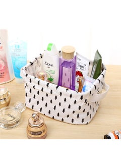 NEEL HOUSE NEEL HOUSE Collapsible Small Canvas Fabric Storage Basket with Handles Rectangle Mini Storage Box Cube Foldable Shelf Basket Closet Desk Drawer Organizer for Nursery Home OfficePACK OF 4  - Image 4