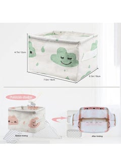 NEEL HOUSE NEEL HOUSE Collapsible Small Canvas Fabric Storage Basket with Handles Rectangle Mini Storage Box Cube Foldable Shelf Basket Closet Desk Drawer Organizer for Nursery Home OfficePACK OF 4  - Image 2