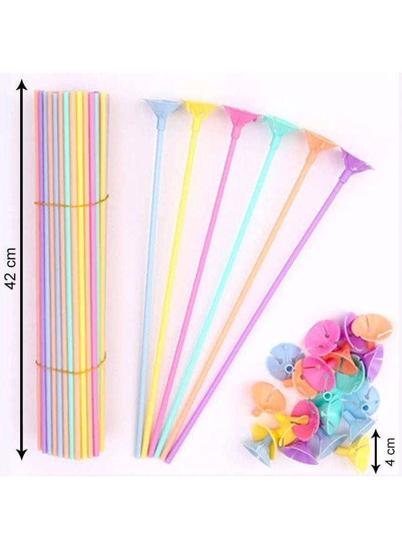 MARKQ Balloon Sticks with Cups, 50 Pieces Balloon Stick Holders for Holidays, Anniversary Wedding Birthday Party Decoration (mixed color light) - Image 2