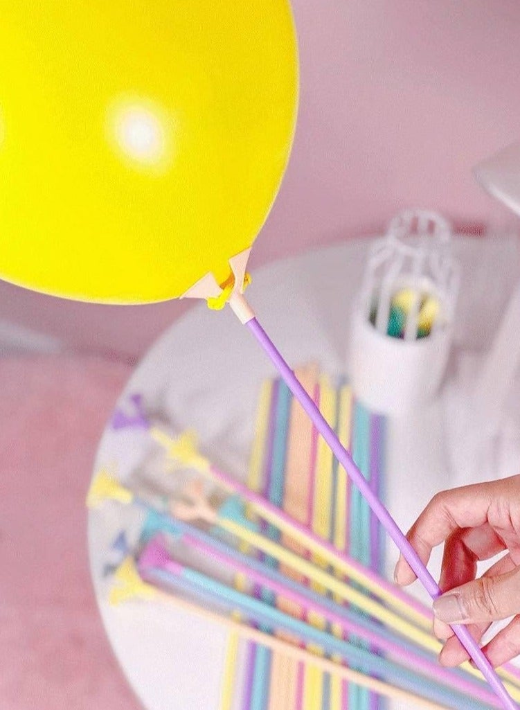MARKQ Balloon Sticks with Cups, 50 Pieces Balloon Stick Holders for Holidays, Anniversary Wedding Birthday Party Decoration (mixed color light) - Image 4