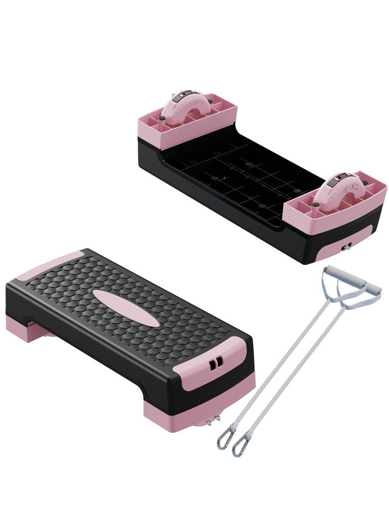 Generic 2In1 Fitness Aerobic Step & Balance Pedal With Slope Adjustment And Pull Ropes 68x28x10/15 CM, BlackxPink  - Image 1