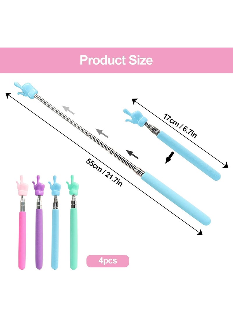 Meetion 4Pcs Telescopic Teachers Pointer, Extendable Hand Pointer Finger Pointer Stick, Mini Retractable Classroom Pointer for Elementary School Kindergarten Teacher, Classroom Supplies (4 Colors) - Image 5