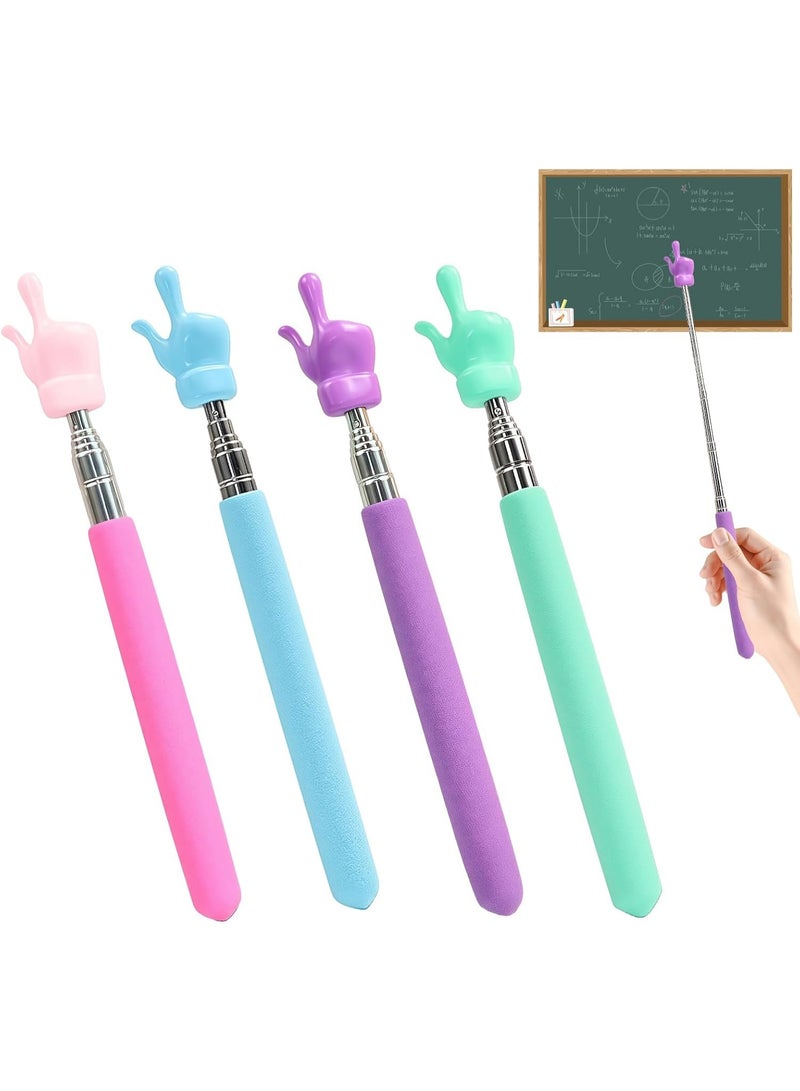 Meetion 4Pcs Telescopic Teachers Pointer, Extendable Hand Pointer Finger Pointer Stick, Mini Retractable Classroom Pointer for Elementary School Kindergarten Teacher, Classroom Supplies (4 Colors) - Image 1