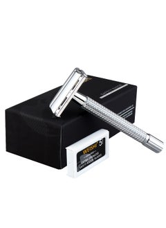 WeiShi WEISHI Butterfly Open Double Edge Safety Razor Chrome Long Handle Reusable Razor 