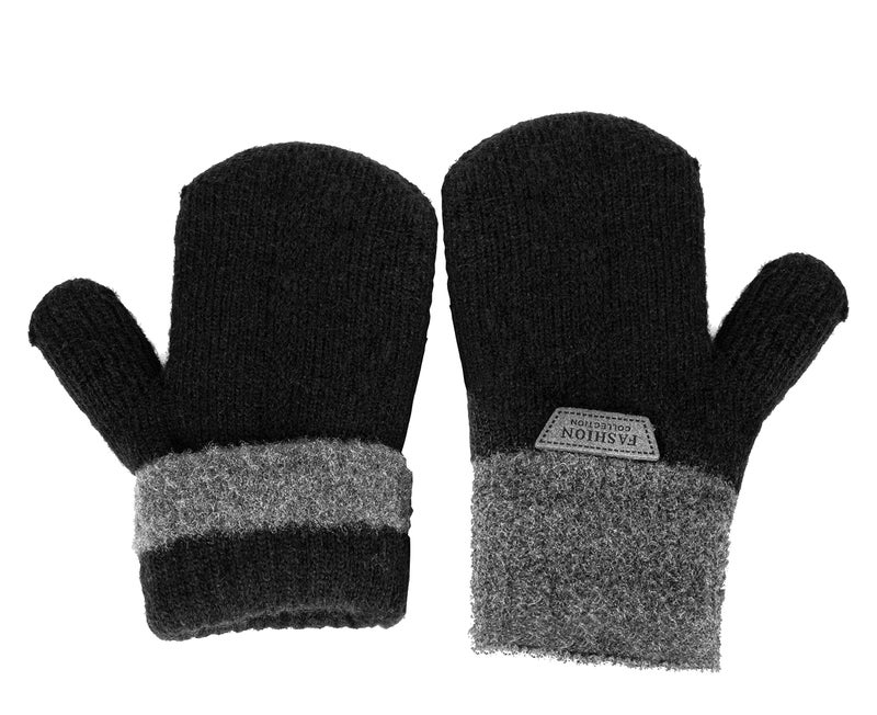 CXQRR Kids Girls Boys Double Layer Warm Knit Mittens with Strings Winter Outdoor Gloves for 3-7 Years - Image 1