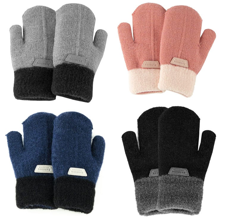 CXQRR Kids Girls Boys Double Layer Warm Knit Mittens with Strings Winter Outdoor Gloves for 3-7 Years - Image 5