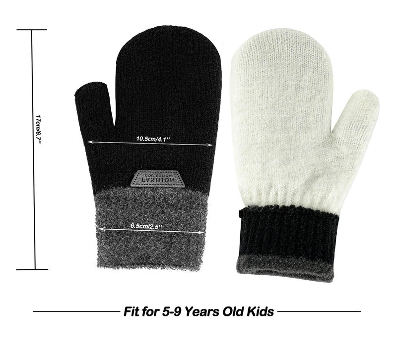 CXQRR Kids Girls Boys Double Layer Warm Knit Mittens with Strings Winter Outdoor Gloves for 3-7 Years - Image 2