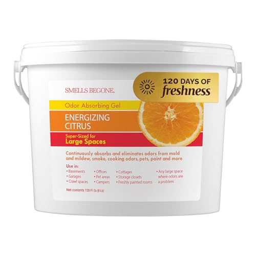 SMELLS BEGONE 1-Gallon Odor Absorber Gel - Air Freshener & Odor Eliminator for Homes, Garages & Commercial Buildings - Industrial Size - Energizing Citrus Scent - Image 1