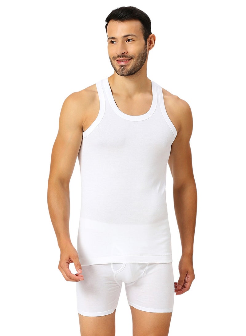 AMPM MEN'S COTTON VEST (PACK OF 3) - WHITE  - Image 4