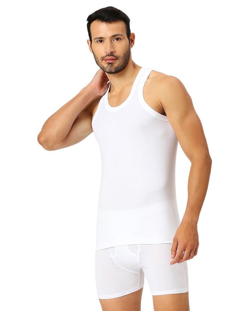 AMPM MEN'S COTTON VEST (PACK OF 3) - WHITE  - Image 5