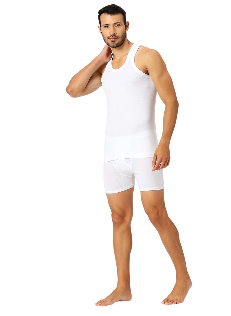 AMPM MEN'S COTTON VEST (PACK OF 3) - WHITE  - Image 3