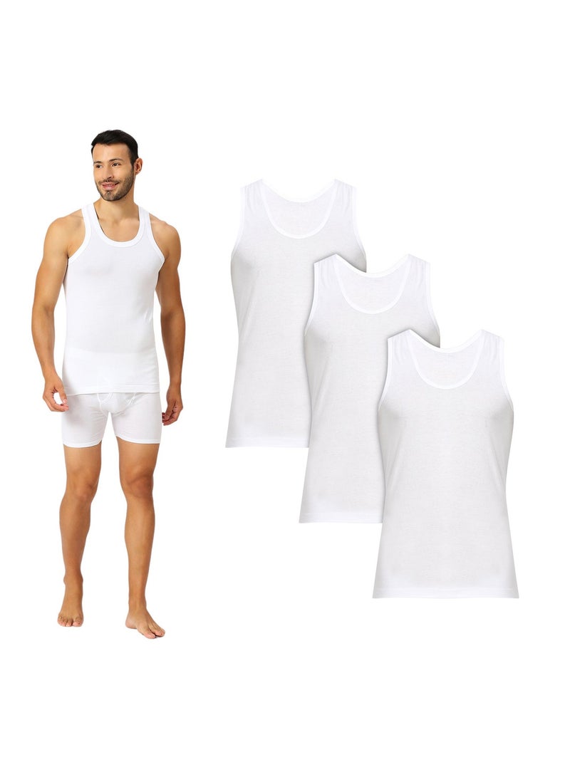 AMPM MEN'S COTTON VEST (PACK OF 3) - WHITE - Image 4