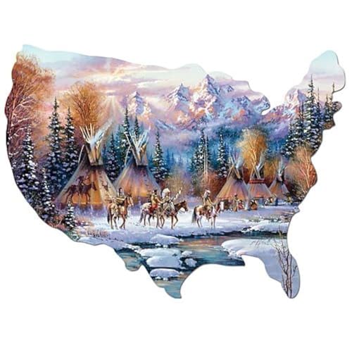 Bits and Pieces 750 Piece Jigsaw Puzzle for Adults Home of The Brave Native American by Artist Kirk Randle Completed Puzzle Size 20 x 27 - Image 1